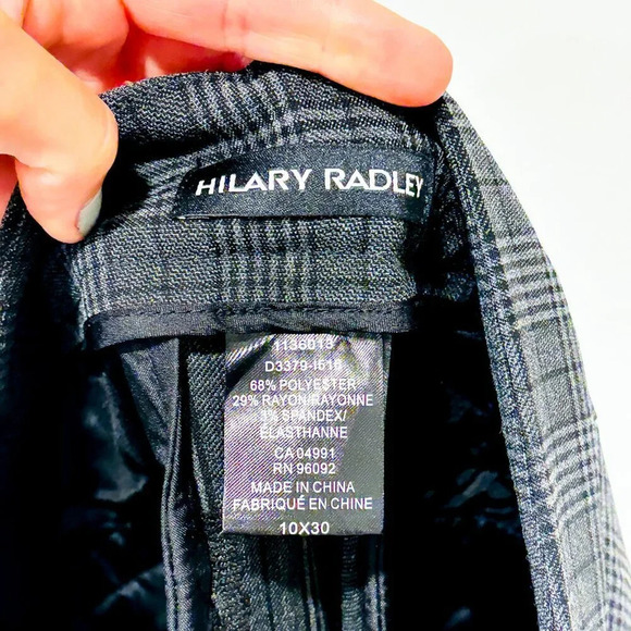 HILARY RADLEY Grey Plaid Straight-Leg Dress Pants | Size 10 * - Picture 4 of 8